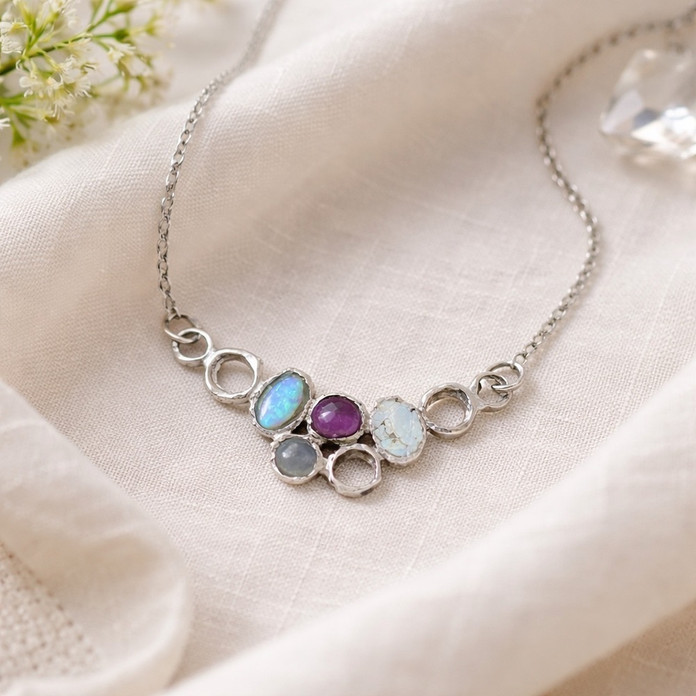 Silpada Sterling Silver 925 Necklace Roman Glass Amethyst Opal Labradorite Rare